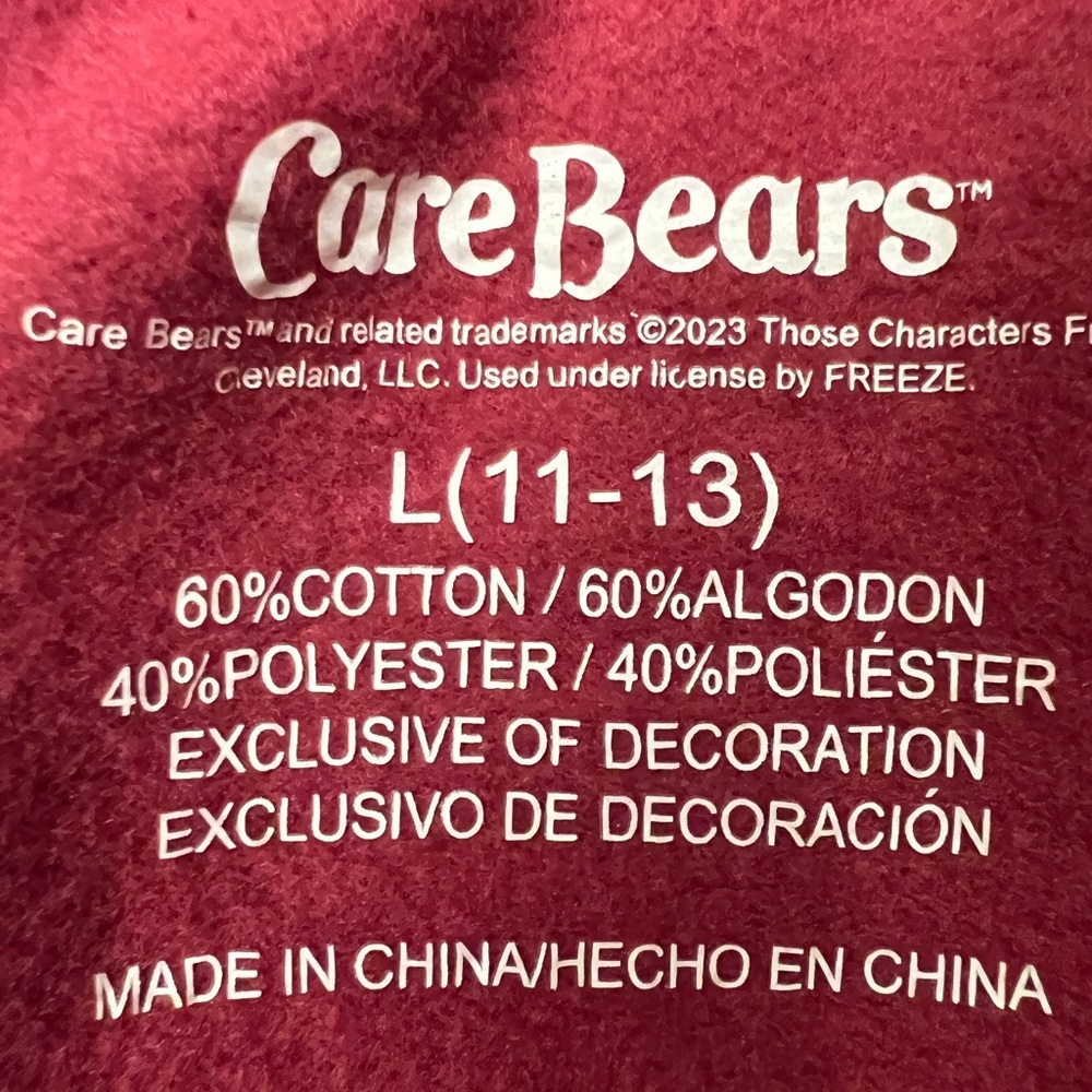 Care Bears Rainbow Embroidered Burgundy Maroon Sweatpants Large - Picture 5 of 6